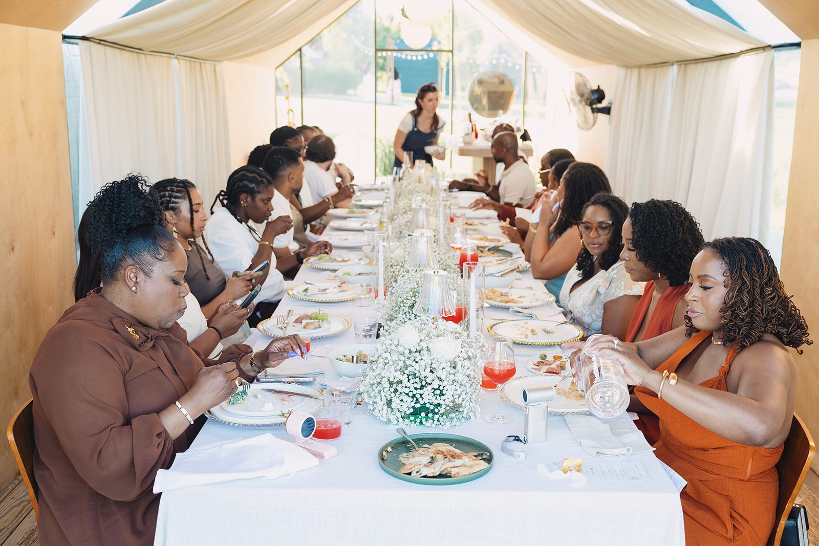 Jazmine and Jaleesa engagement dinner floral centerpiece in Maryland — Creative Motion Events