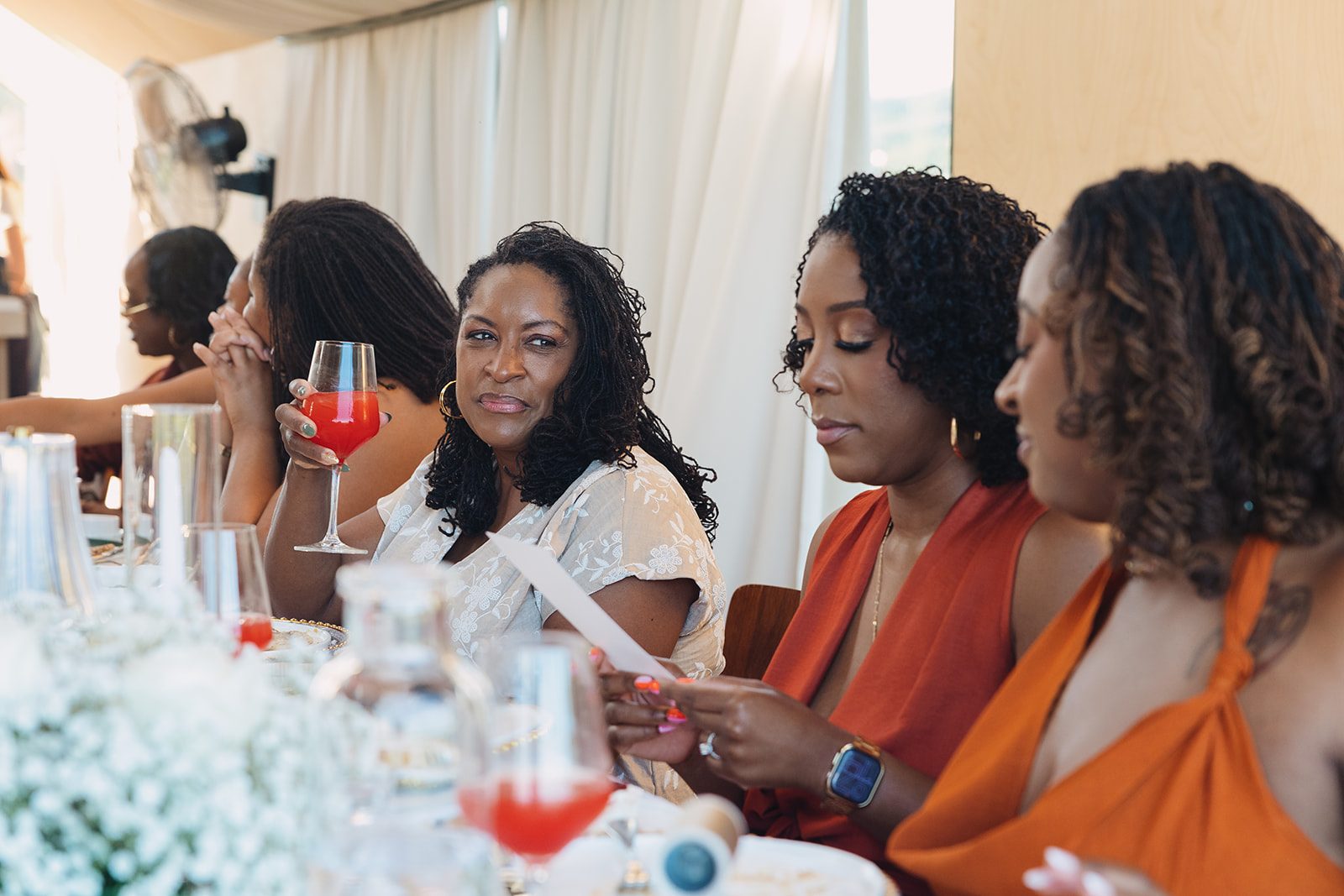 Jazmine and Jaleesa engagement dinner place setting detail in Maryland — Creative Motion Events