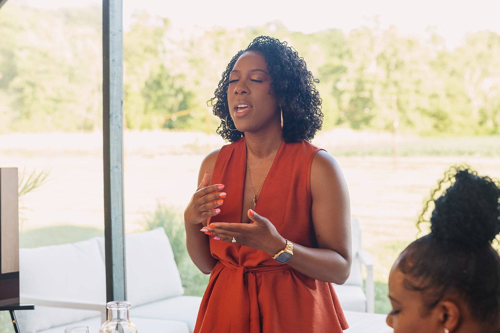 Jazmine and Jaleesa engagement dinner banquet table design in Maryland — Creative Motion Events