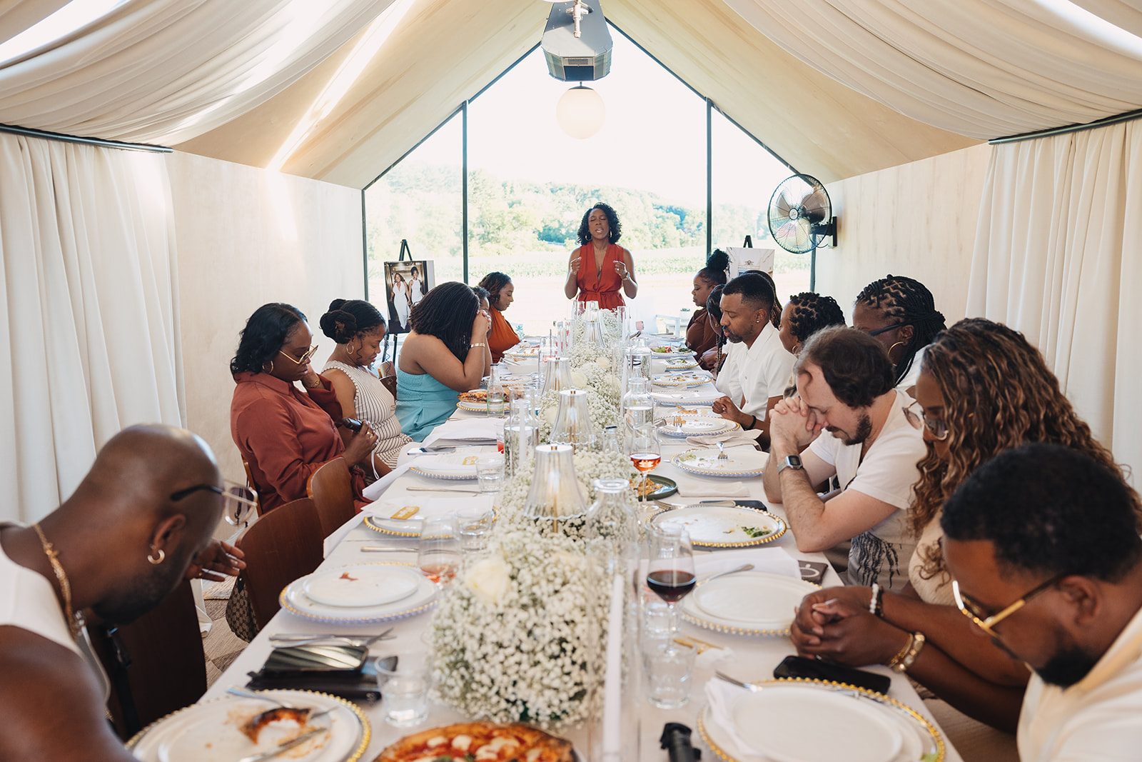 Jazmine and Jaleesa engagement dinner dinner party ambiance in Maryland — Creative Motion Events