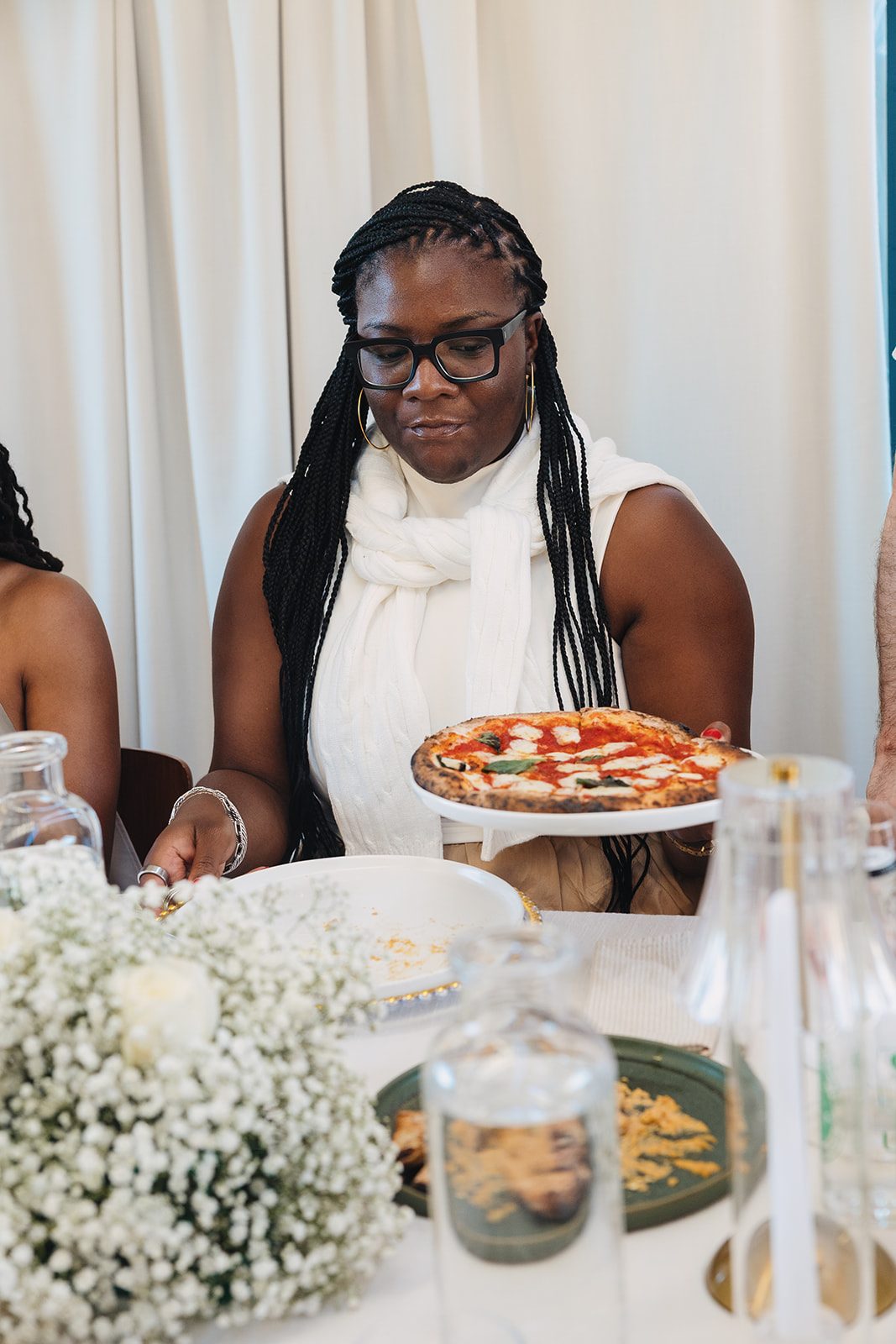 Jazmine and Jaleesa engagement dinner tablescape with florals in Maryland — Creative Motion Events
