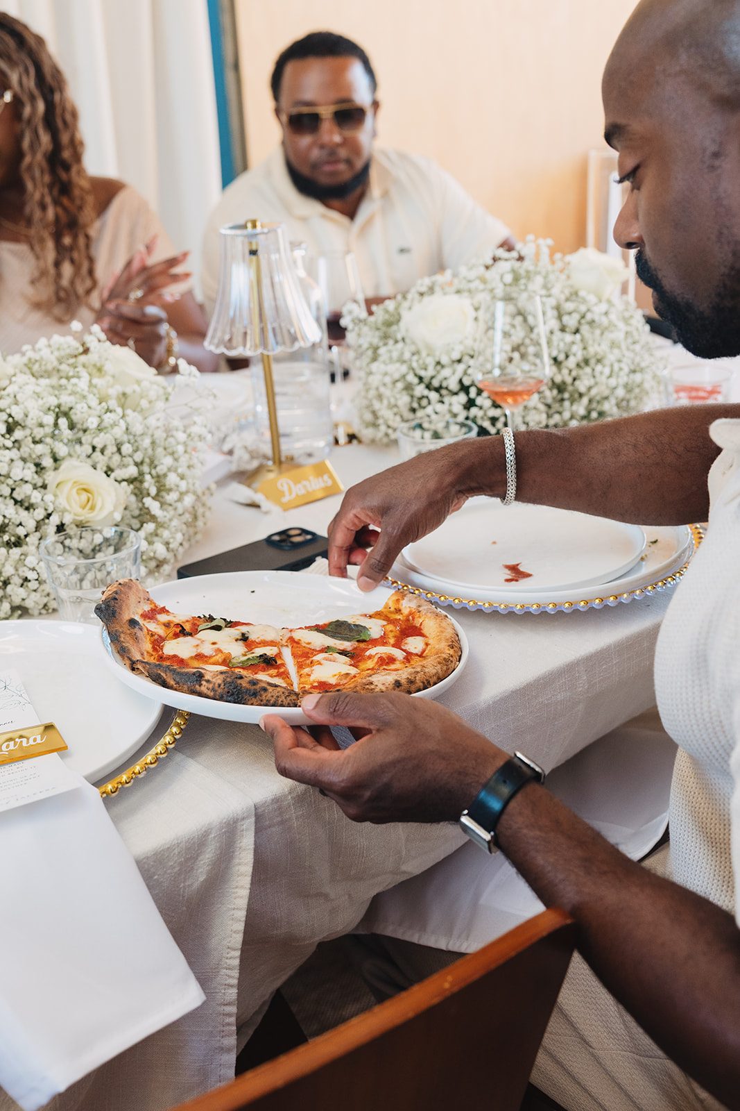 Jazmine and Jaleesa engagement dinner place setting detail in Maryland — Creative Motion Events