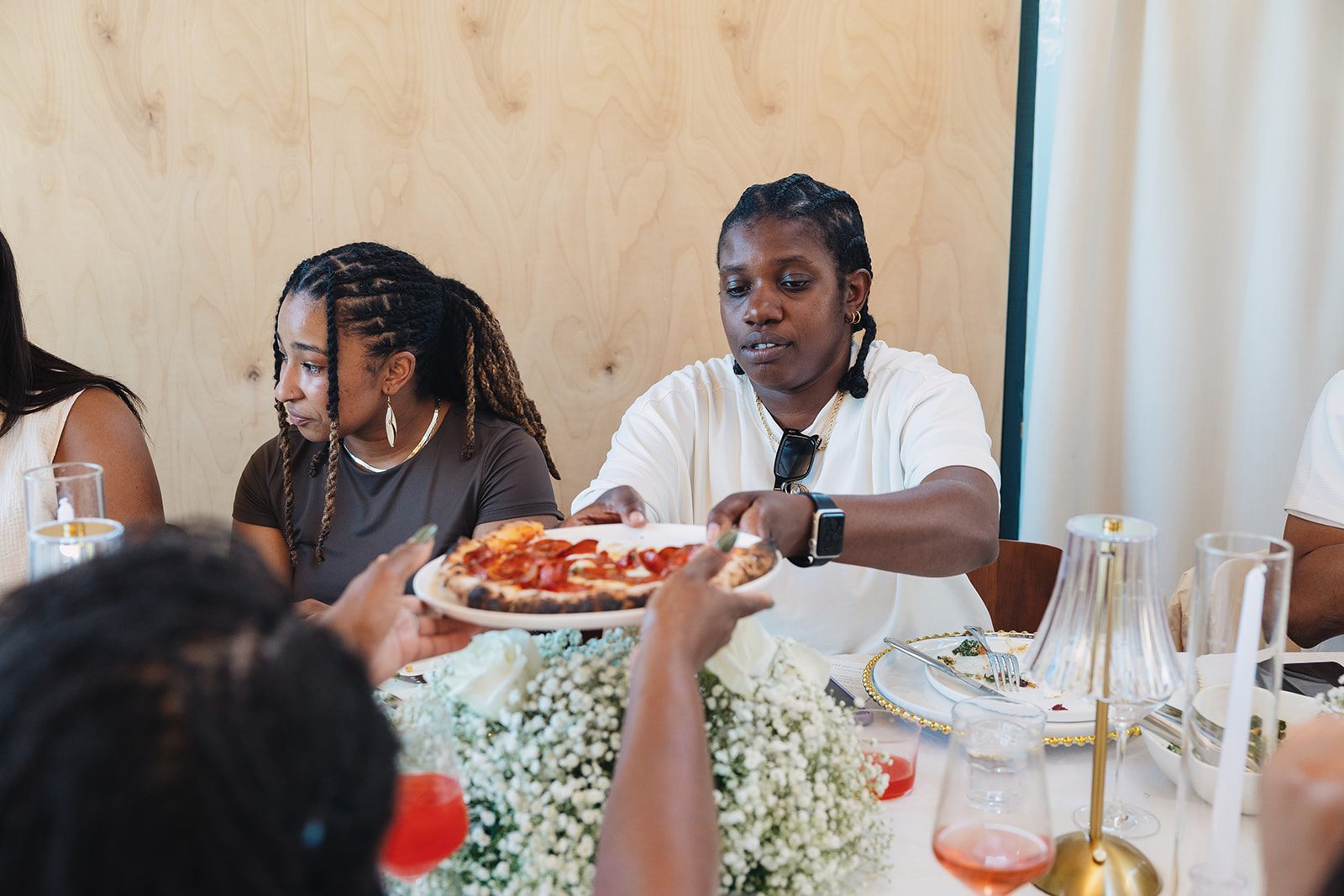 Jazmine and Jaleesa engagement dinner candlelit reception décor in Maryland — Creative Motion Events