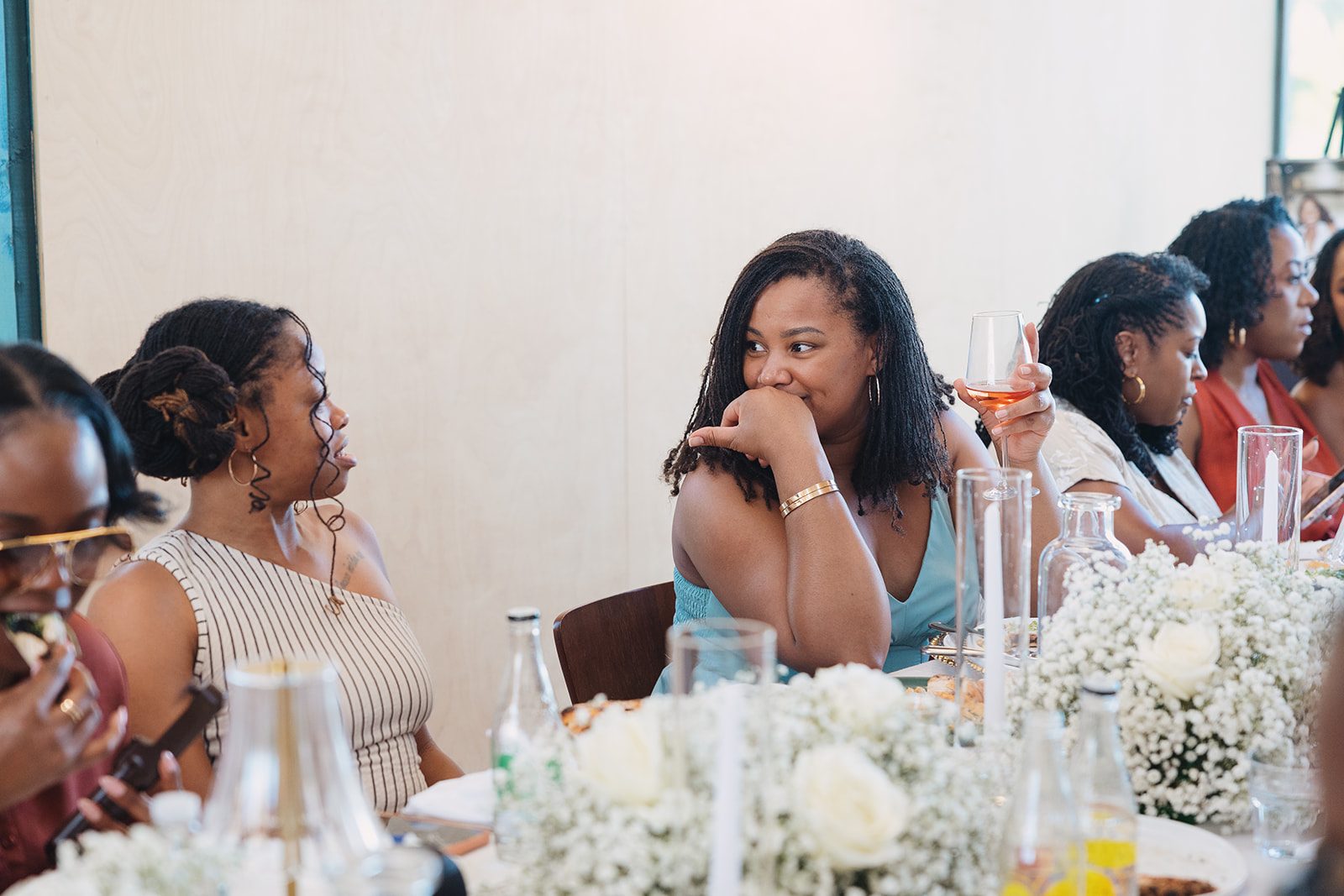 Jazmine and Jaleesa engagement dinner floral centerpiece in Maryland — Creative Motion Events