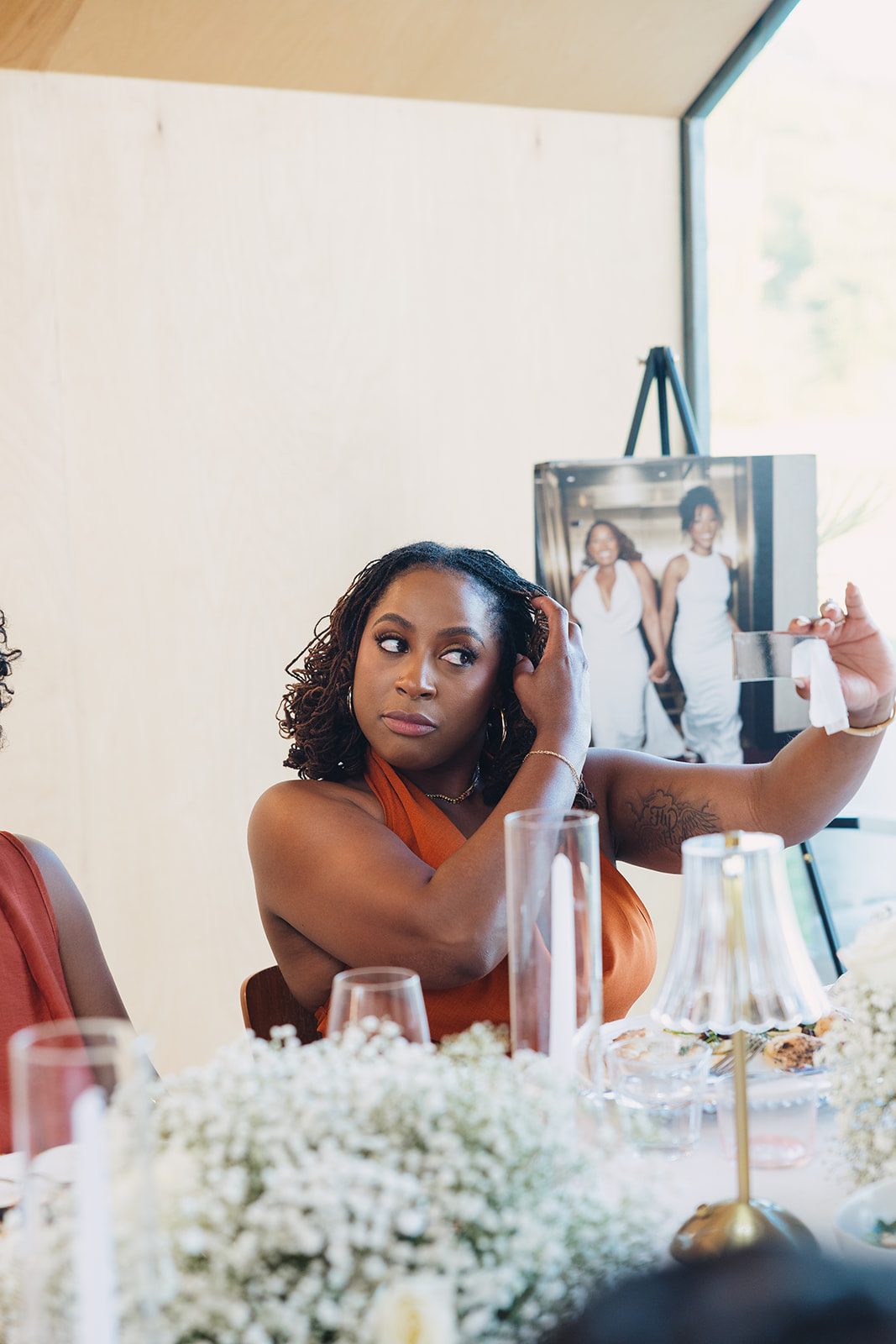 Jazmine and Jaleesa engagement dinner dinner party ambiance in Maryland — Creative Motion Events