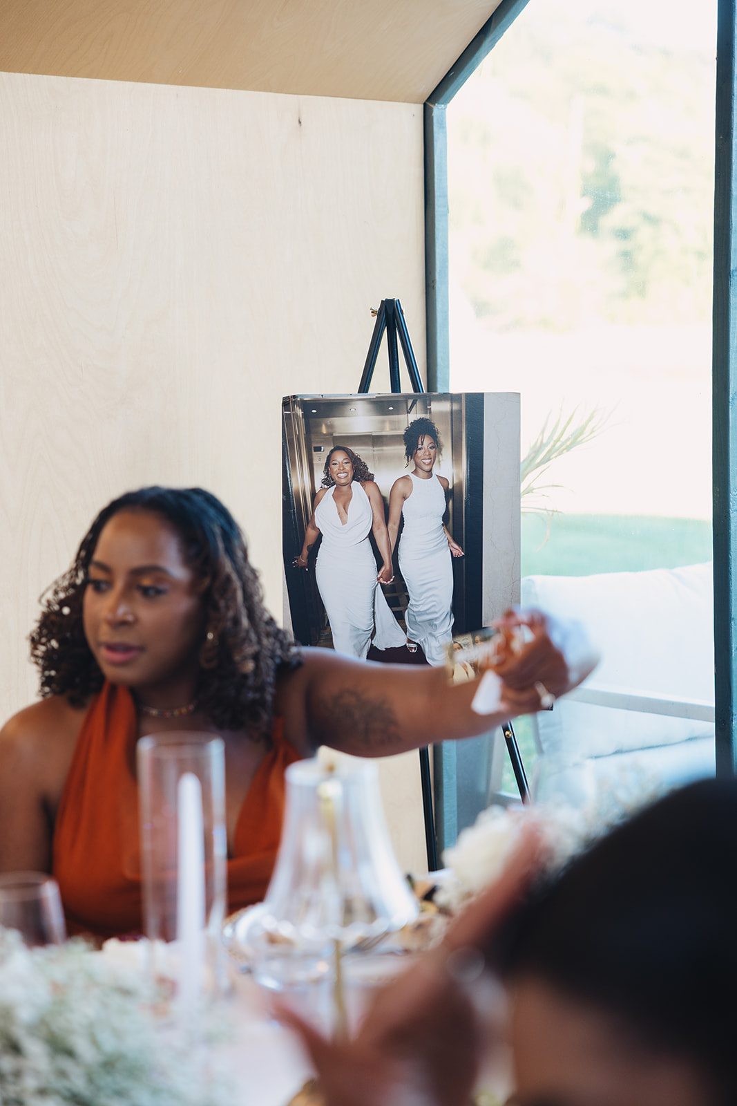Jazmine and Jaleesa engagement dinner elegant place cards in Maryland — Creative Motion Events