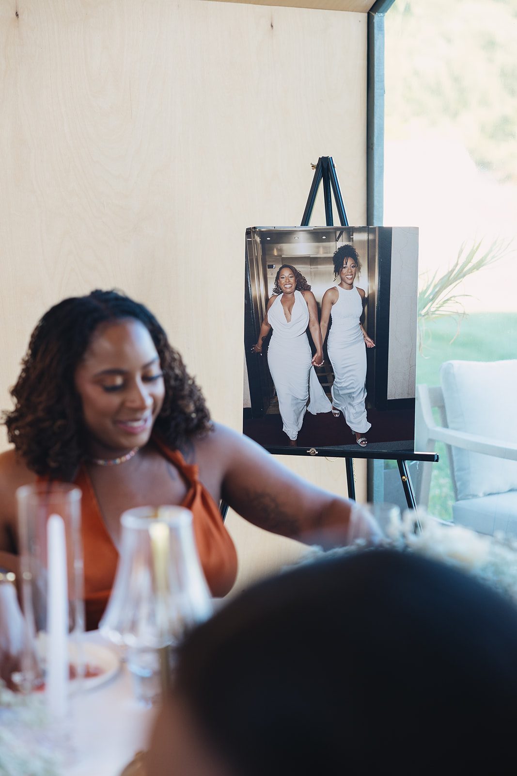 Jazmine and Jaleesa engagement dinner tablescape with florals in Maryland — Creative Motion Events