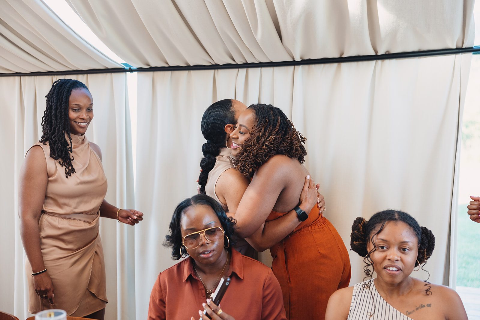 Jazmine and Jaleesa engagement dinner banquet table design in Maryland — Creative Motion Events