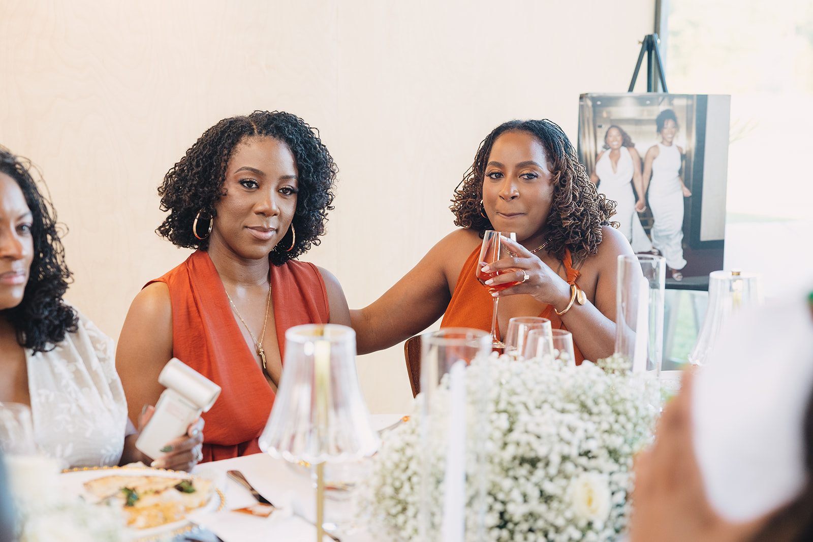 Jazmine and Jaleesa engagement dinner dinner party ambiance in Maryland — Creative Motion Events