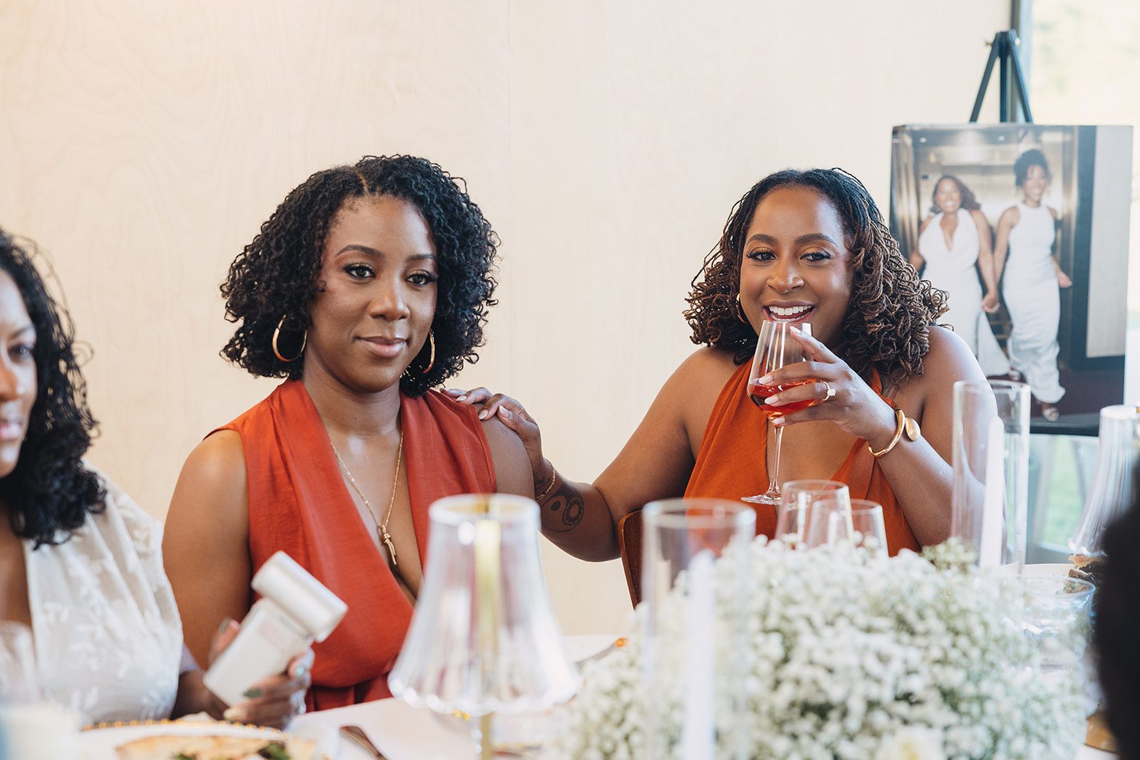 Jazmine and Jaleesa engagement dinner elegant place cards in Maryland — Creative Motion Events