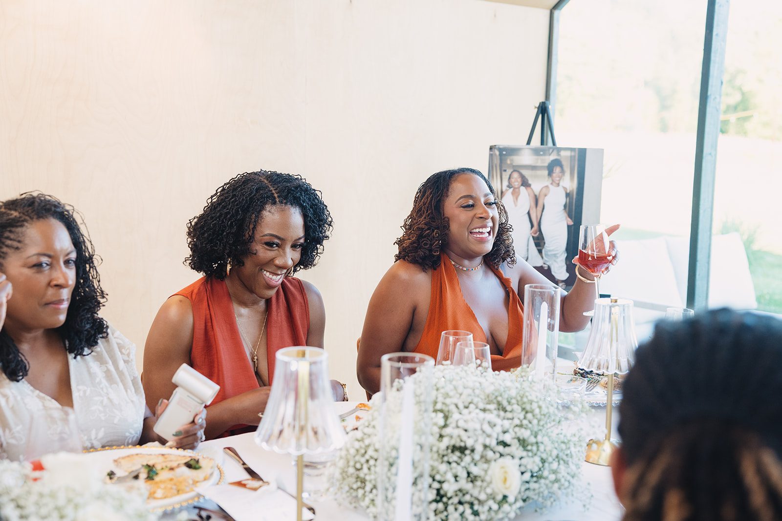 Jazmine and Jaleesa engagement dinner banquet table design in Maryland — Creative Motion Events