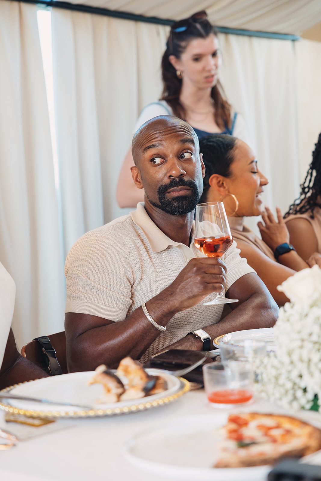 Jazmine and Jaleesa engagement dinner tablescape with florals in Maryland — Creative Motion Events