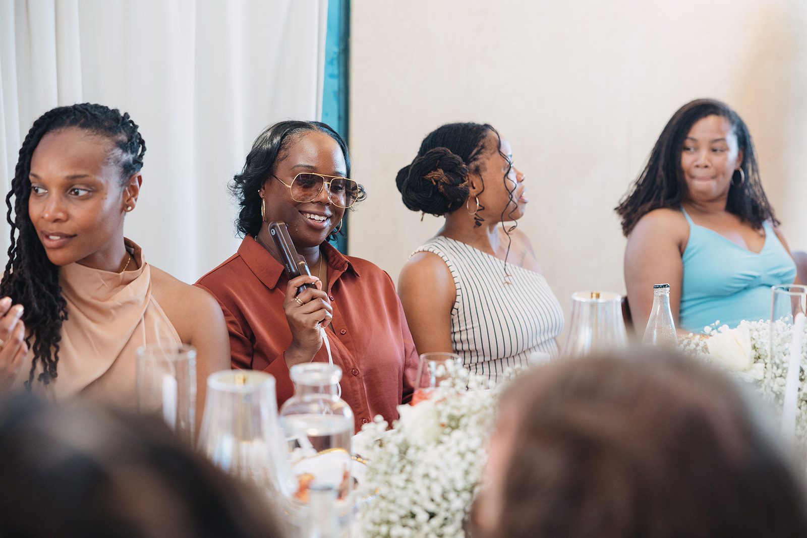 Jazmine and Jaleesa engagement dinner banquet table design in Maryland — Creative Motion Events