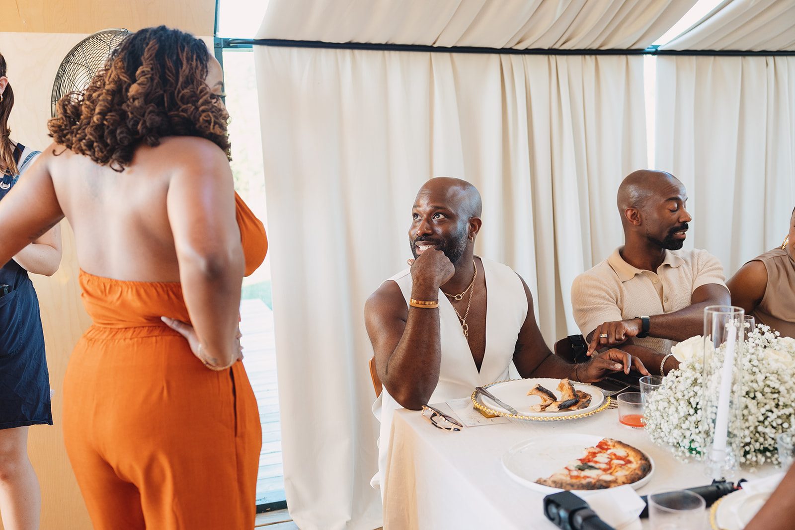 Jazmine and Jaleesa engagement dinner floral centerpiece in Maryland — Creative Motion Events
