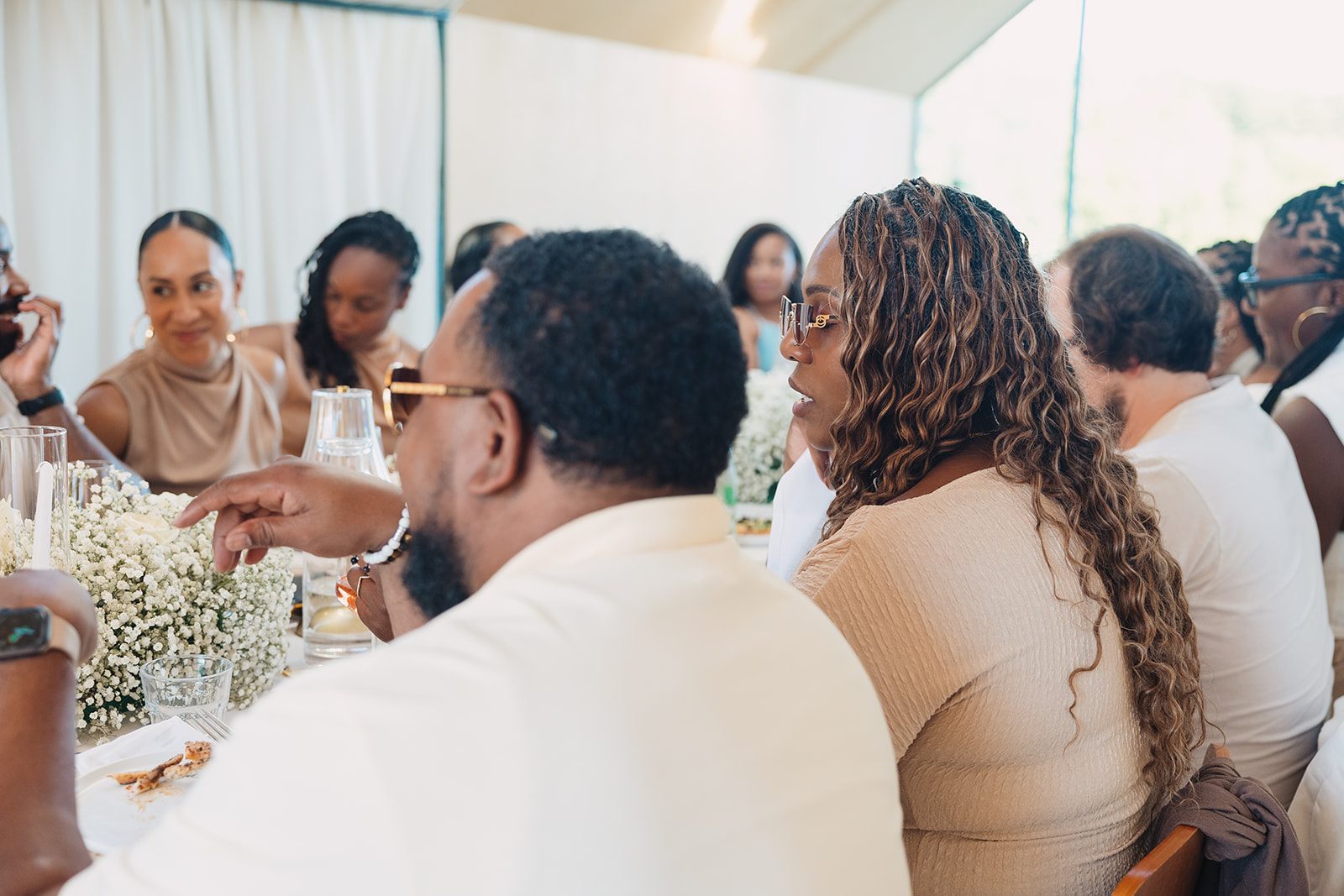 Jazmine and Jaleesa engagement dinner dinner party ambiance in Maryland — Creative Motion Events