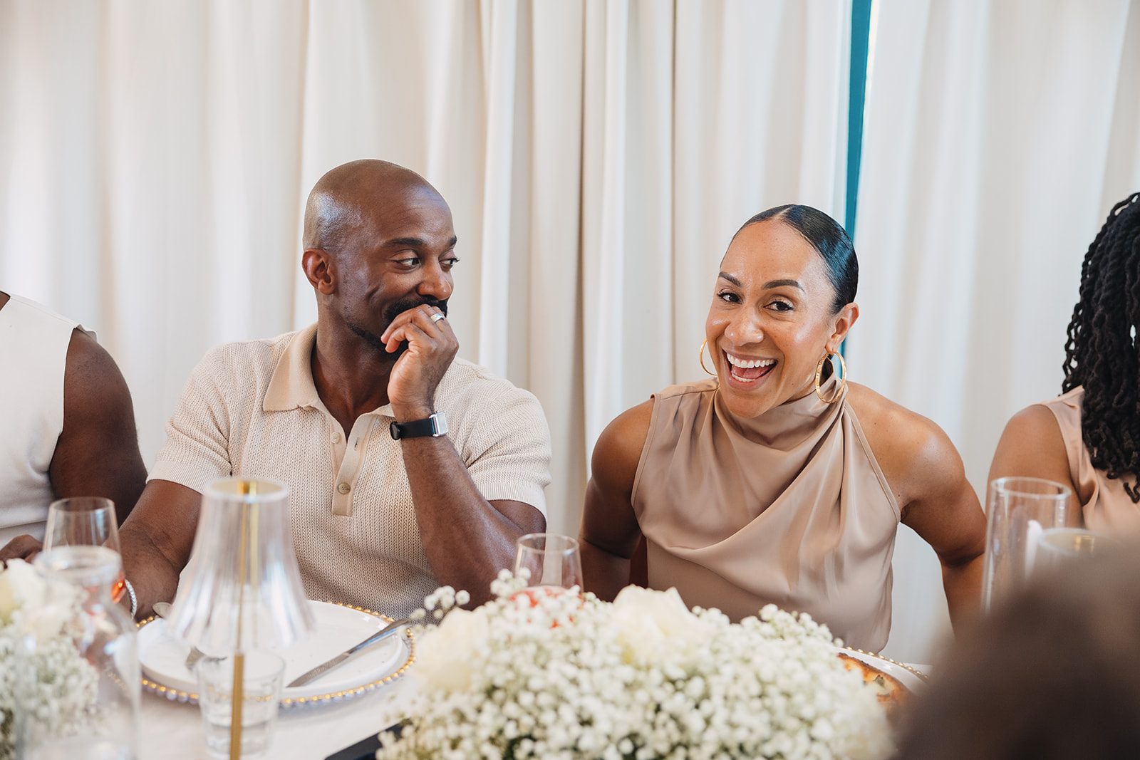Jazmine and Jaleesa engagement dinner elegant place cards in Maryland — Creative Motion Events