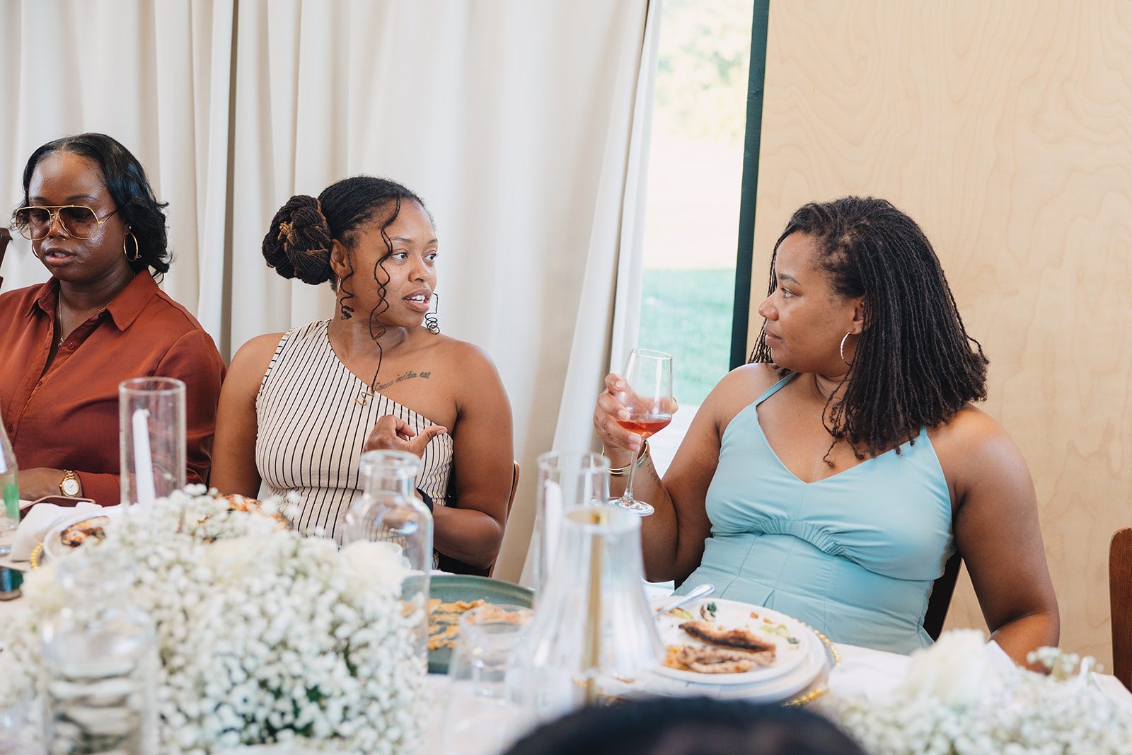 Jazmine and Jaleesa engagement dinner banquet table design in Maryland — Creative Motion Events