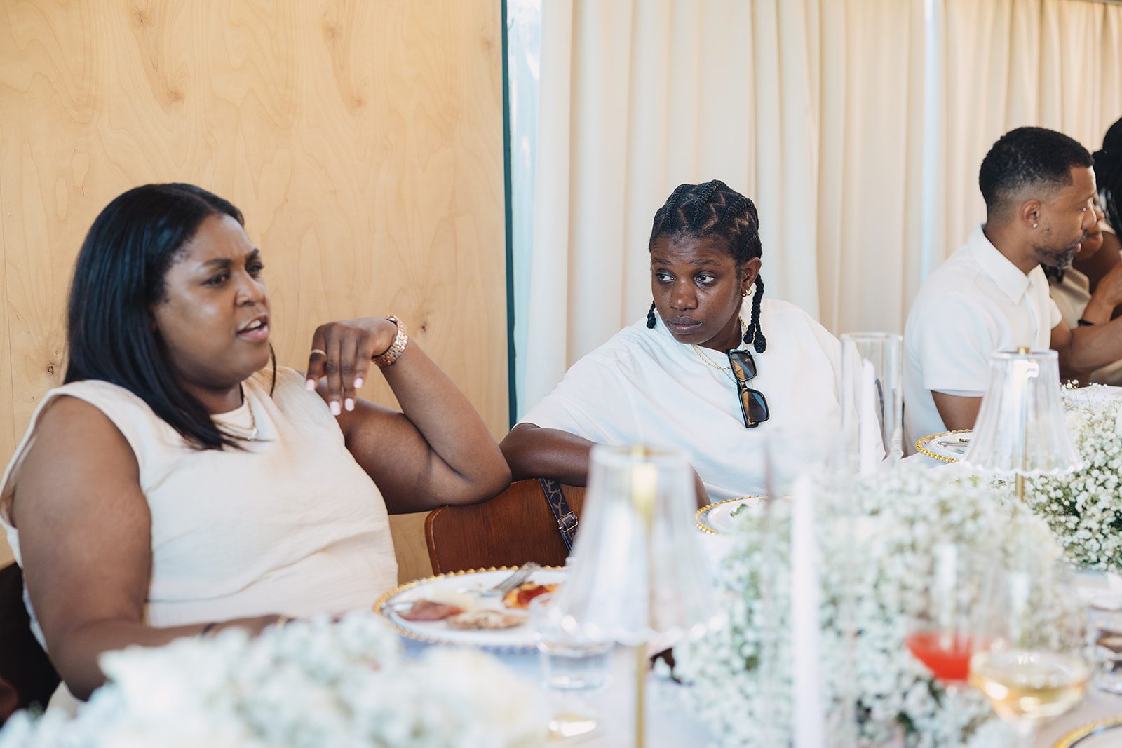 Jazmine and Jaleesa engagement dinner candlelit reception décor in Maryland — Creative Motion Events