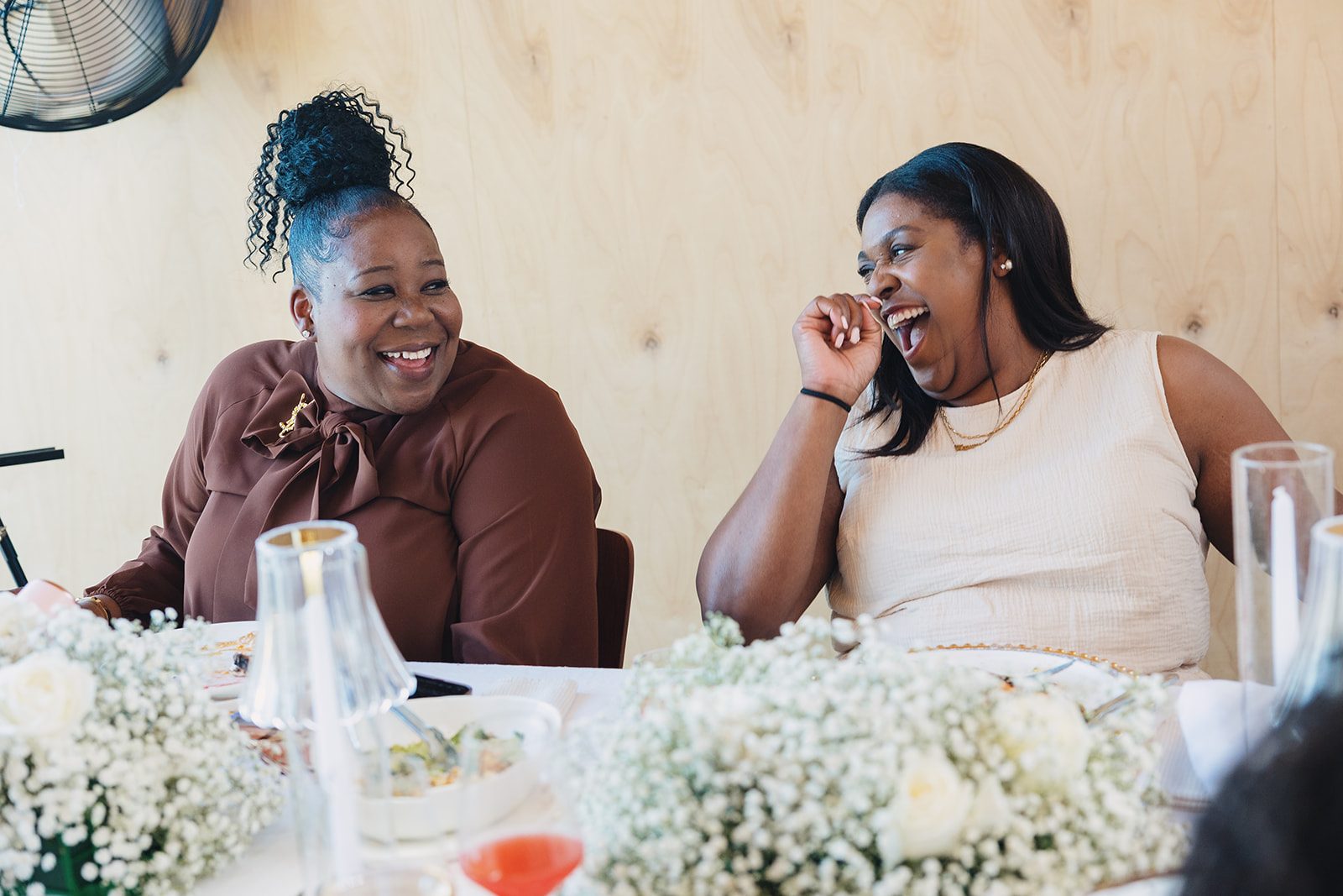 Jazmine and Jaleesa engagement dinner lounge seating vignette in Maryland — Creative Motion Events