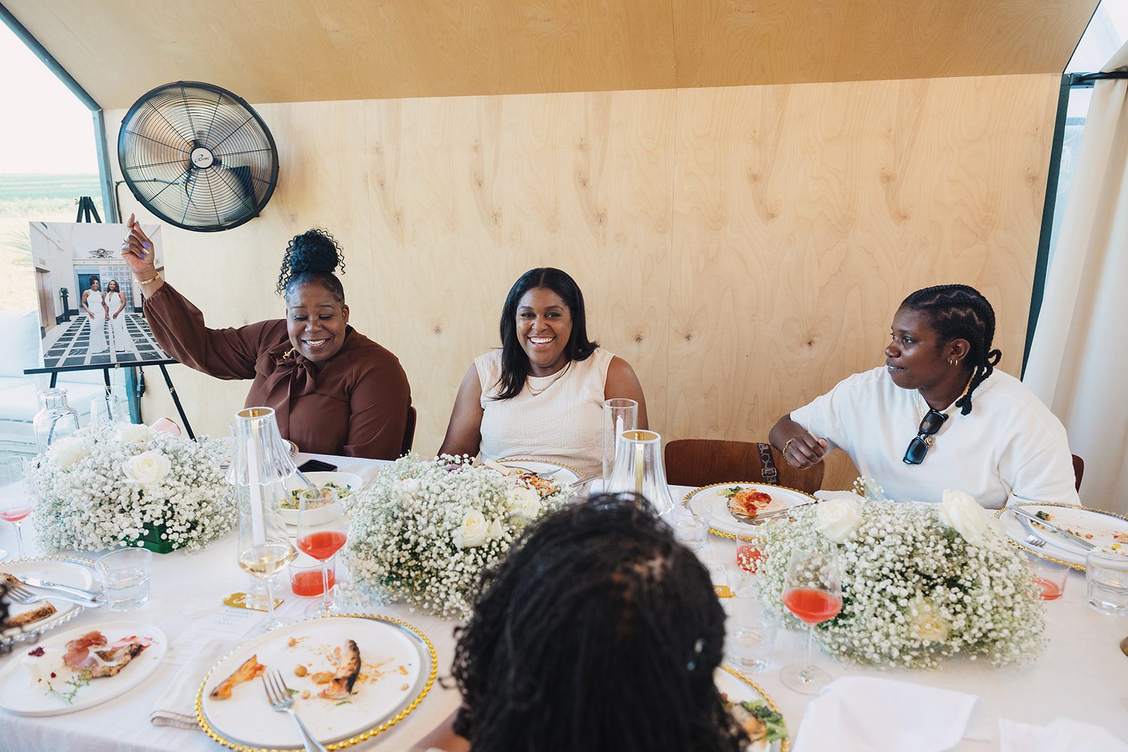Jazmine and Jaleesa engagement dinner dinner party ambiance in Maryland — Creative Motion Events