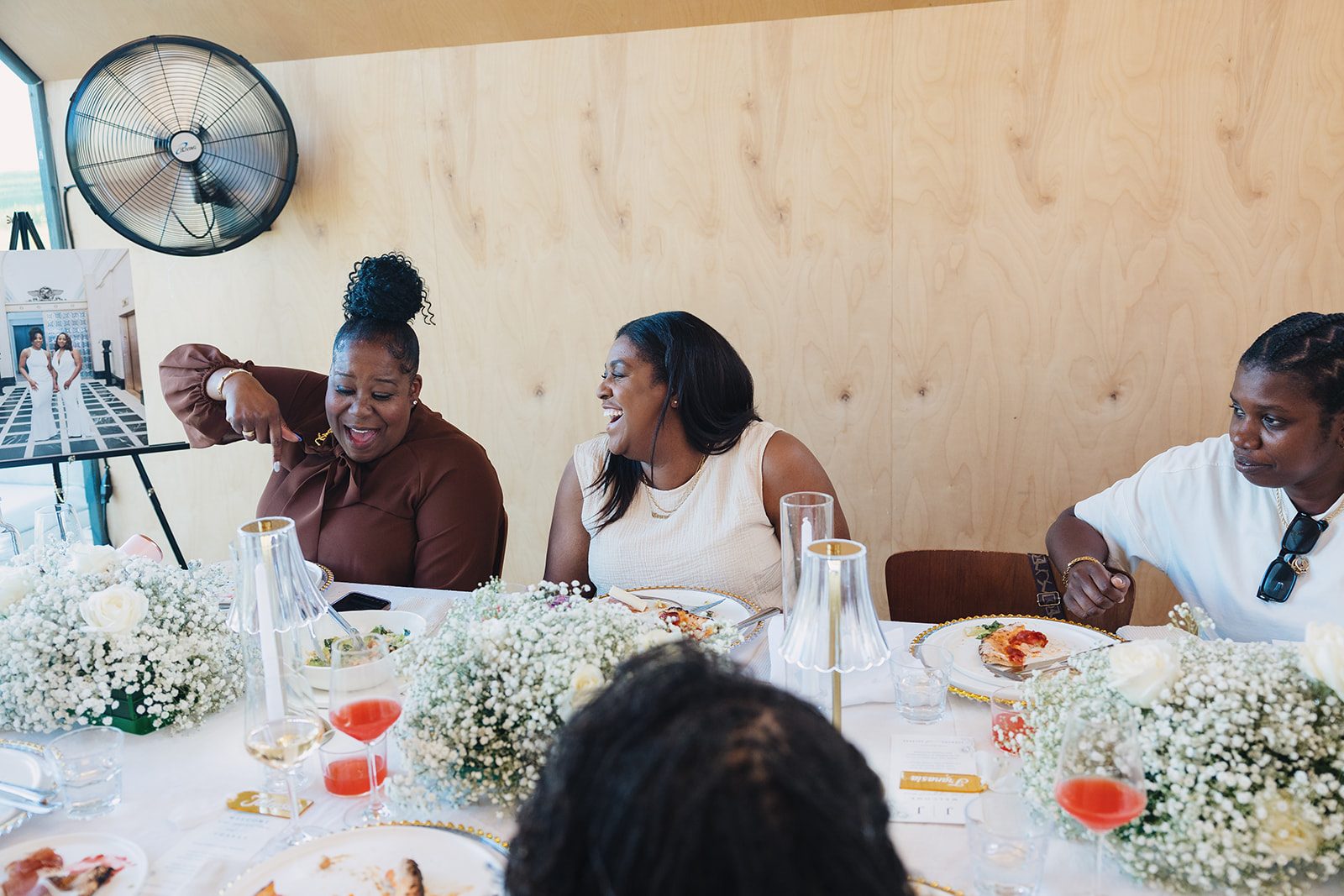 Jazmine and Jaleesa engagement dinner elegant place cards in Maryland — Creative Motion Events