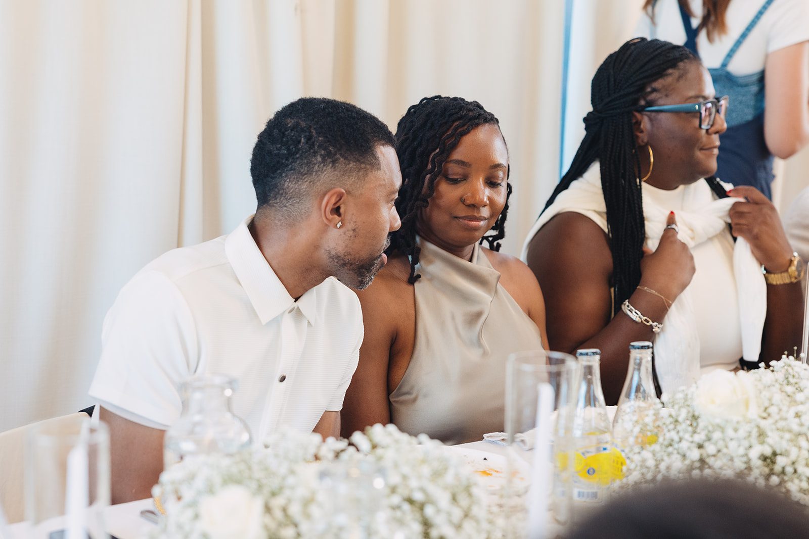 Jazmine and Jaleesa engagement dinner tablescape with florals in Maryland — Creative Motion Events