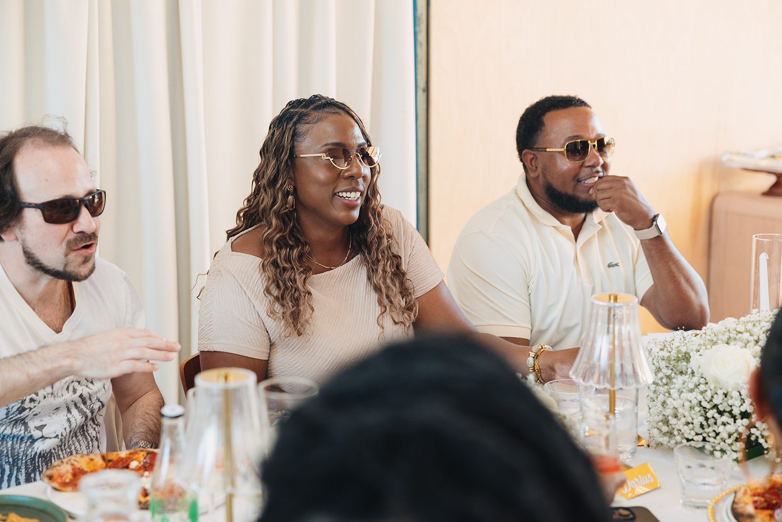 Jazmine and Jaleesa engagement dinner banquet table design in Maryland — Creative Motion Events