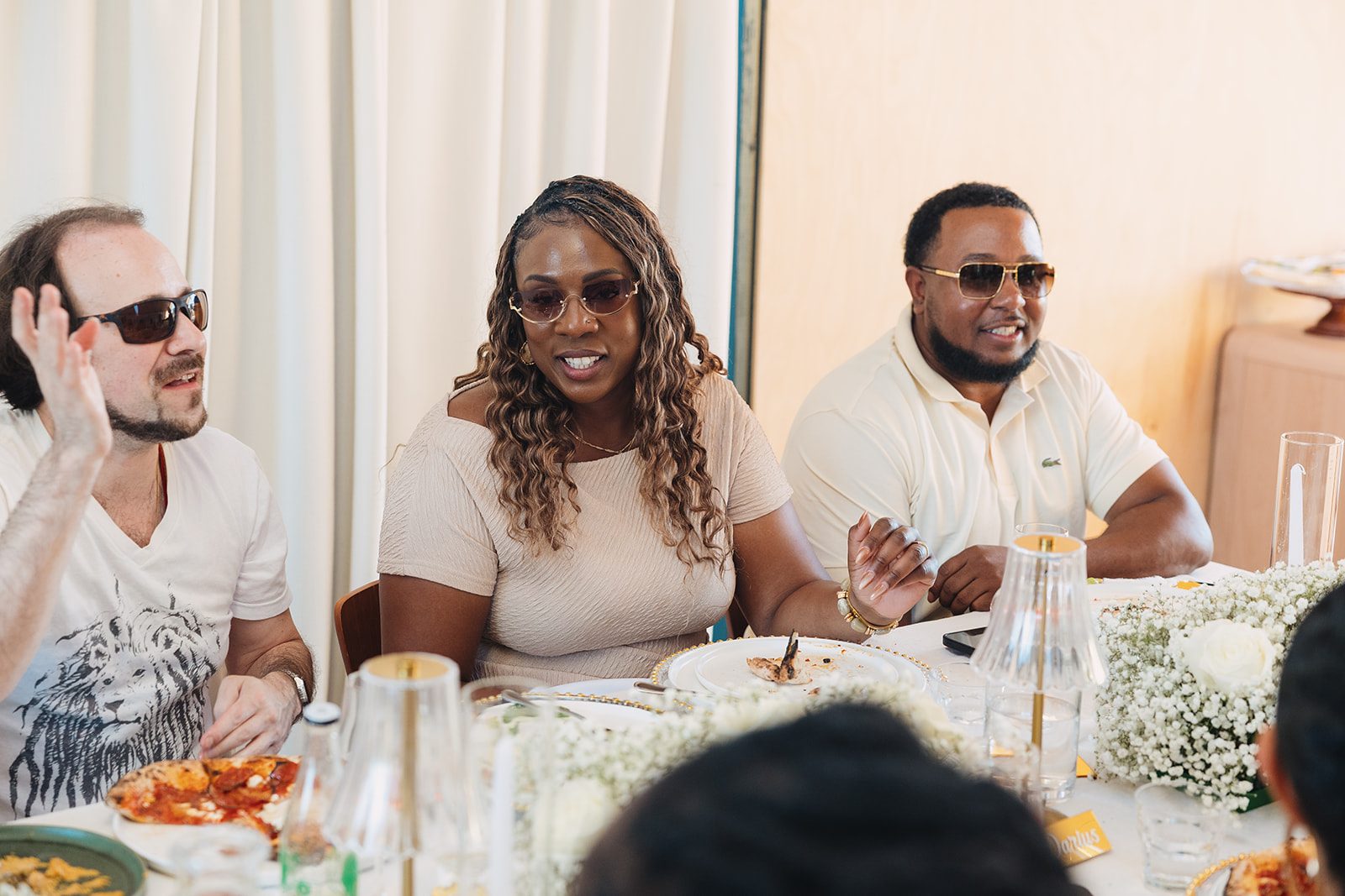 Jazmine and Jaleesa engagement dinner lounge seating vignette in Maryland — Creative Motion Events