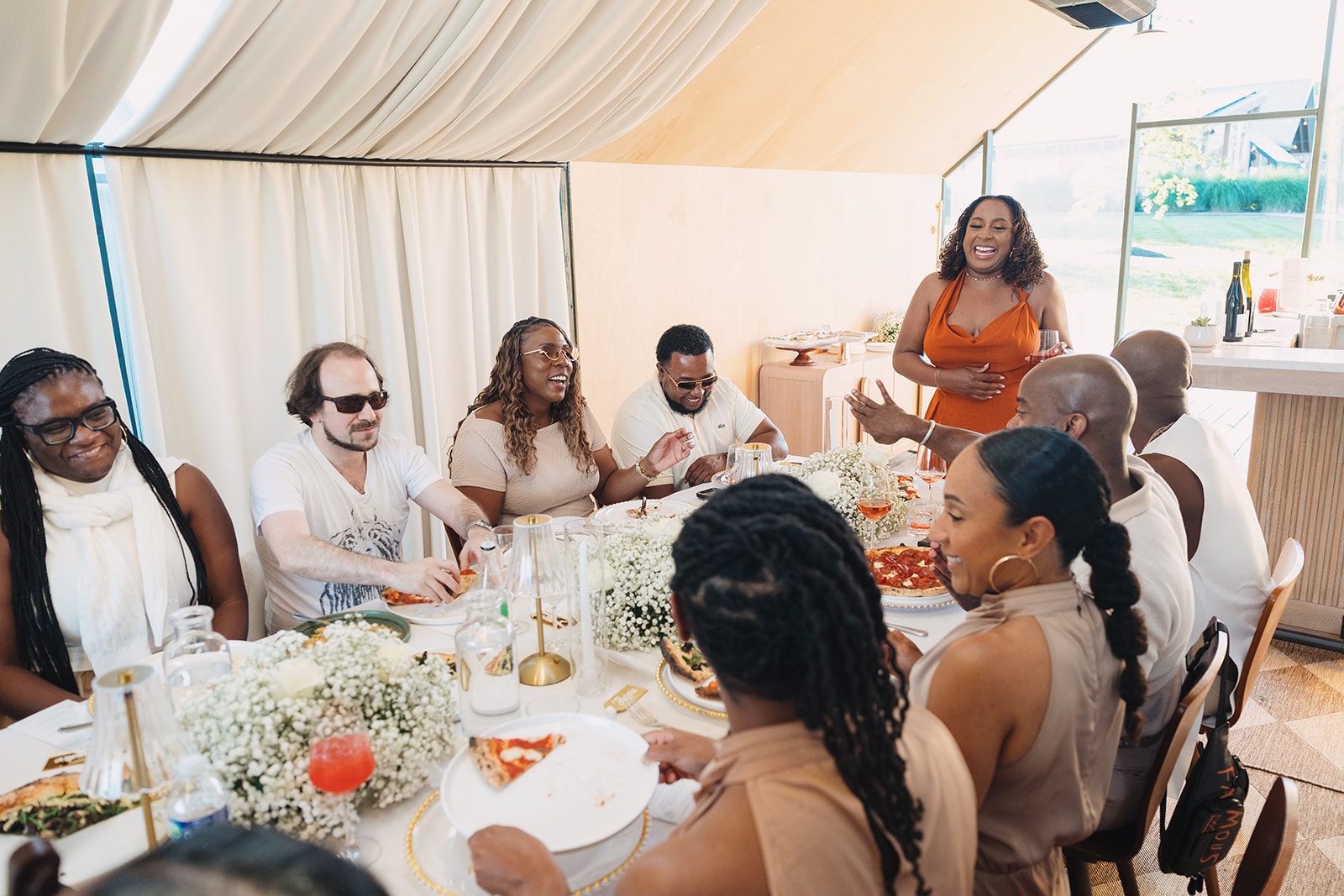 Jazmine and Jaleesa engagement dinner reception styling in Maryland — Creative Motion Events