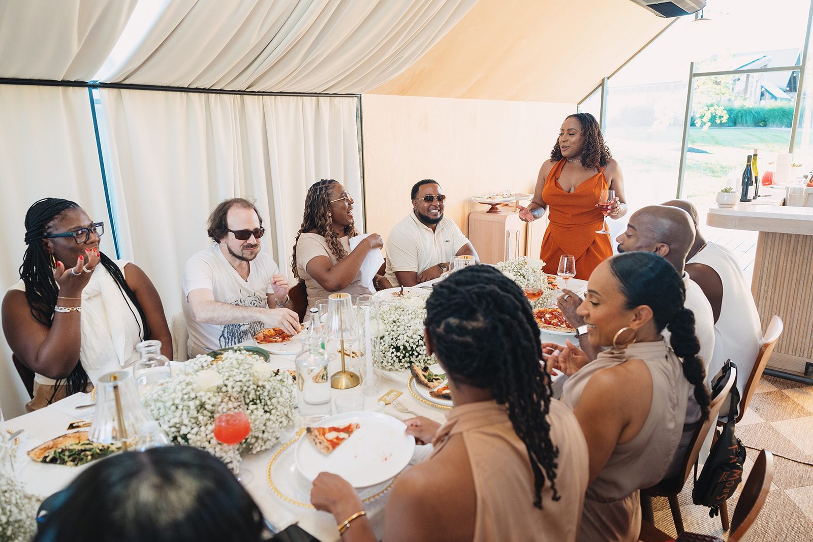 Jazmine and Jaleesa engagement dinner intimate celebration décor in Maryland — Creative Motion Events