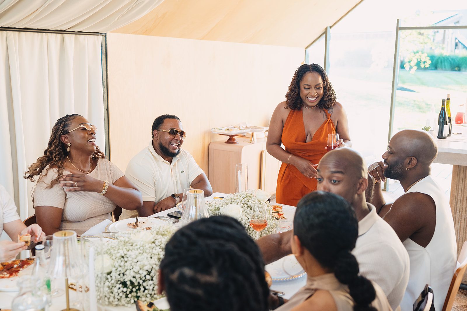 Jazmine and Jaleesa engagement dinner place setting detail in Maryland — Creative Motion Events