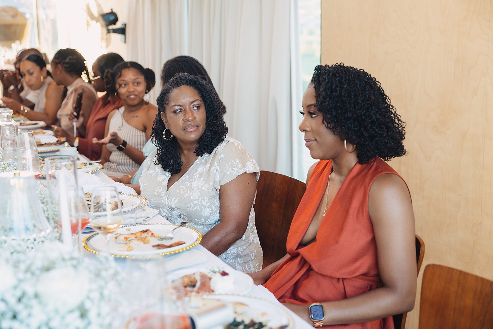 Jazmine and Jaleesa engagement dinner elegant place cards in Maryland — Creative Motion Events