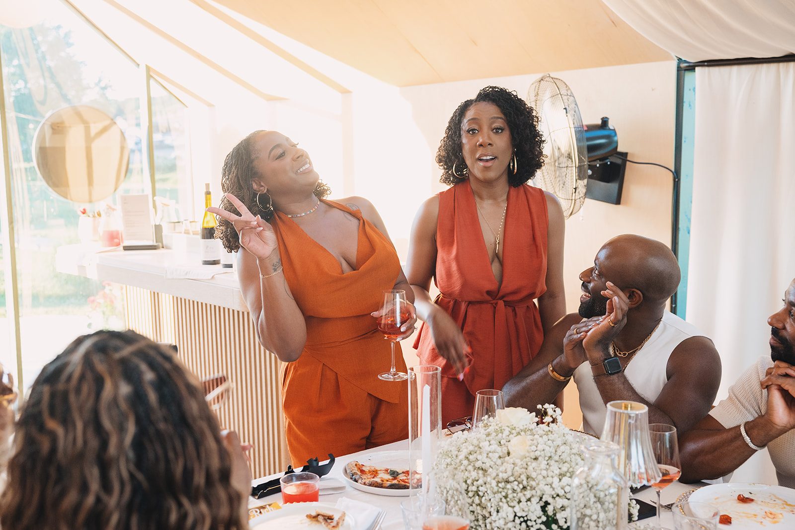 Jazmine and Jaleesa engagement dinner floral centerpiece in Maryland — Creative Motion Events