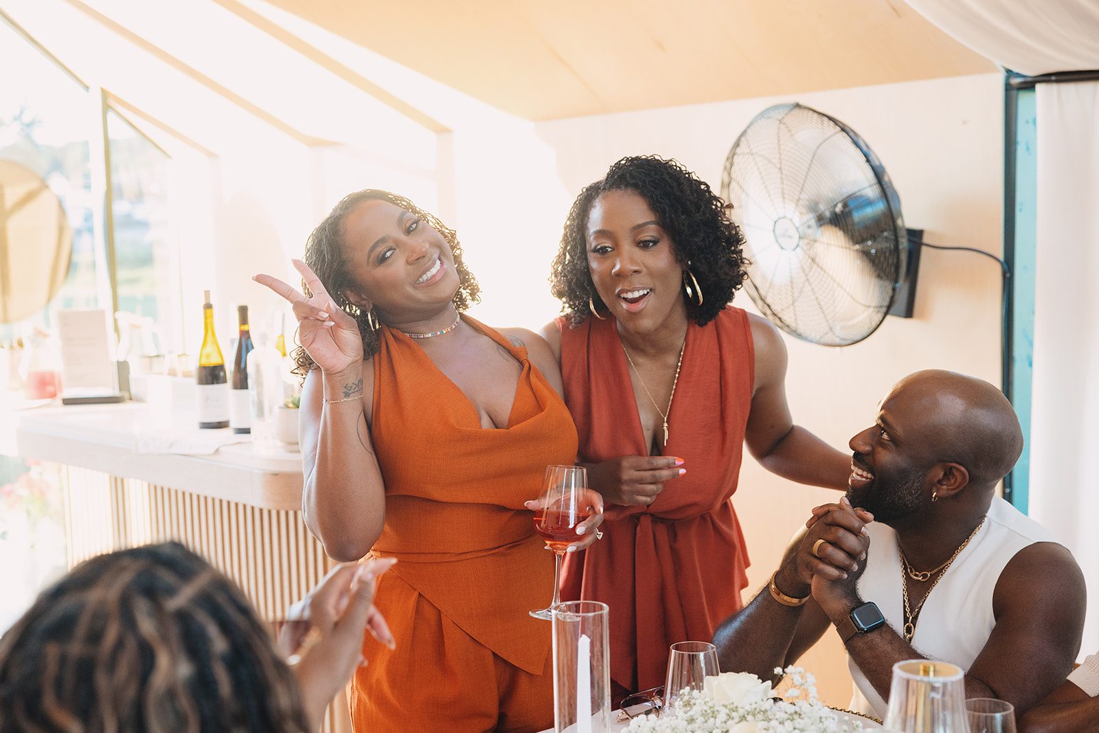 Jazmine and Jaleesa engagement dinner dinner party ambiance in Maryland — Creative Motion Events