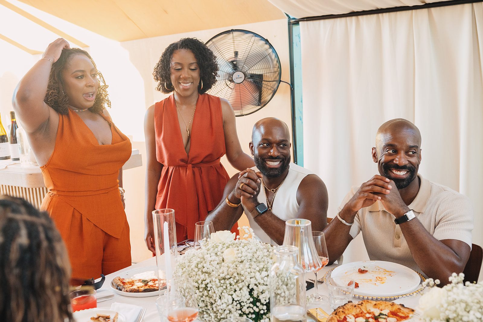 Jazmine and Jaleesa engagement dinner elegant place cards in Maryland — Creative Motion Events