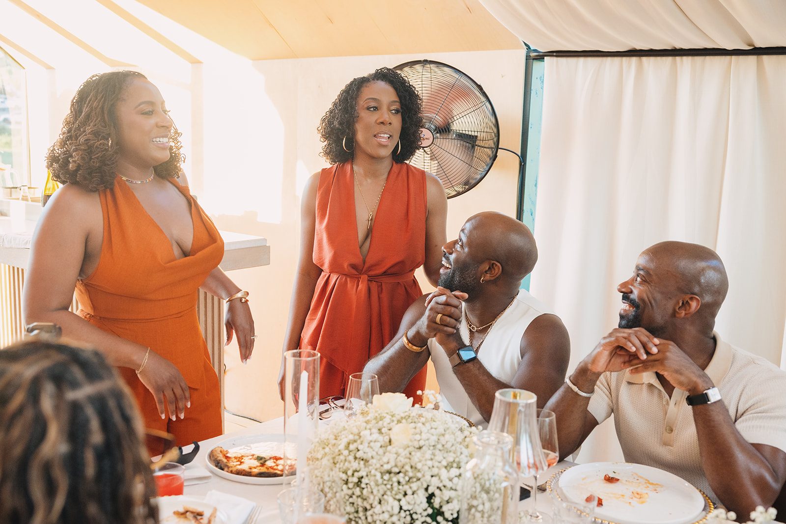 Jazmine and Jaleesa engagement dinner reception styling in Maryland — Creative Motion Events