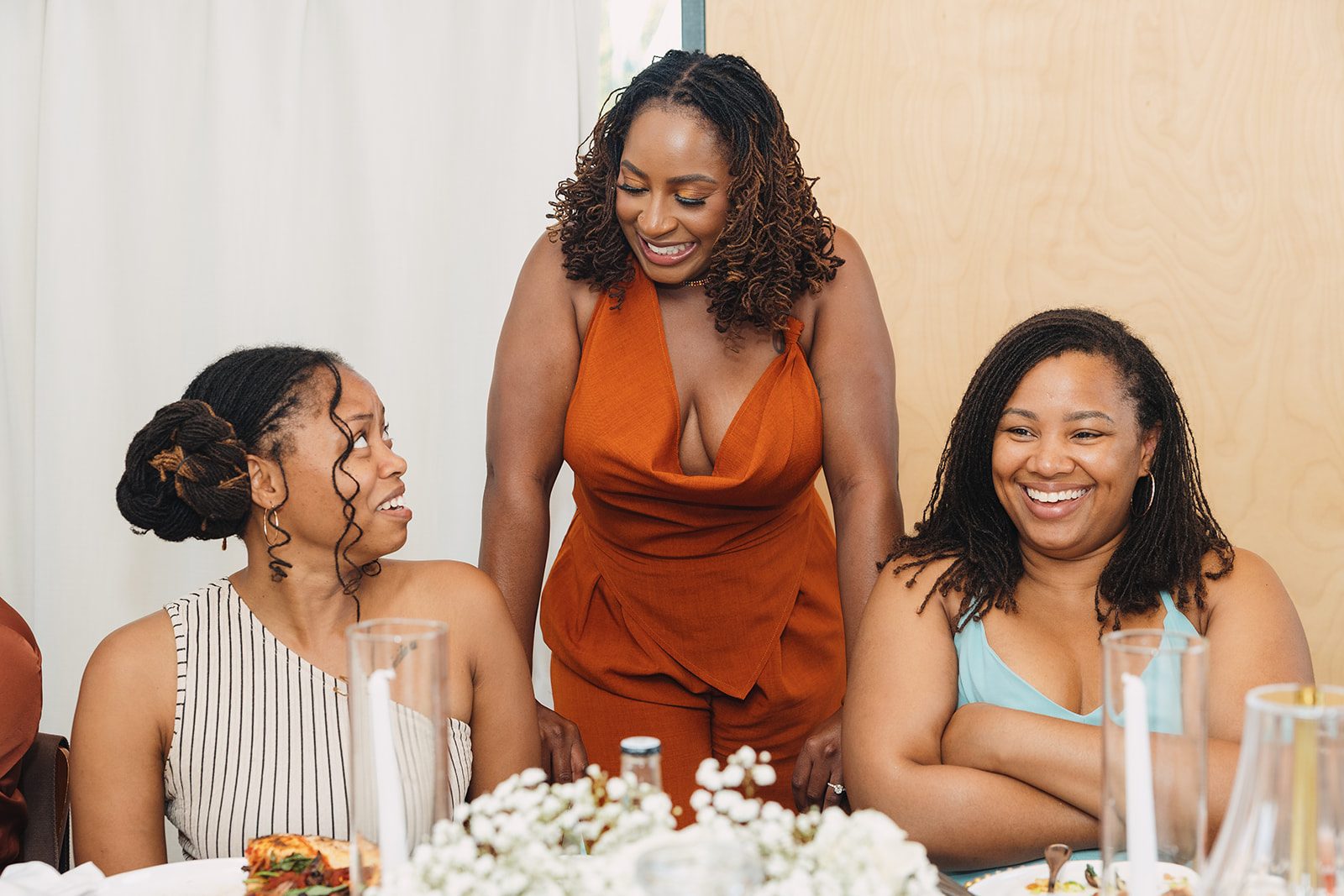 Jazmine and Jaleesa engagement dinner floral centerpiece in Maryland — Creative Motion Events