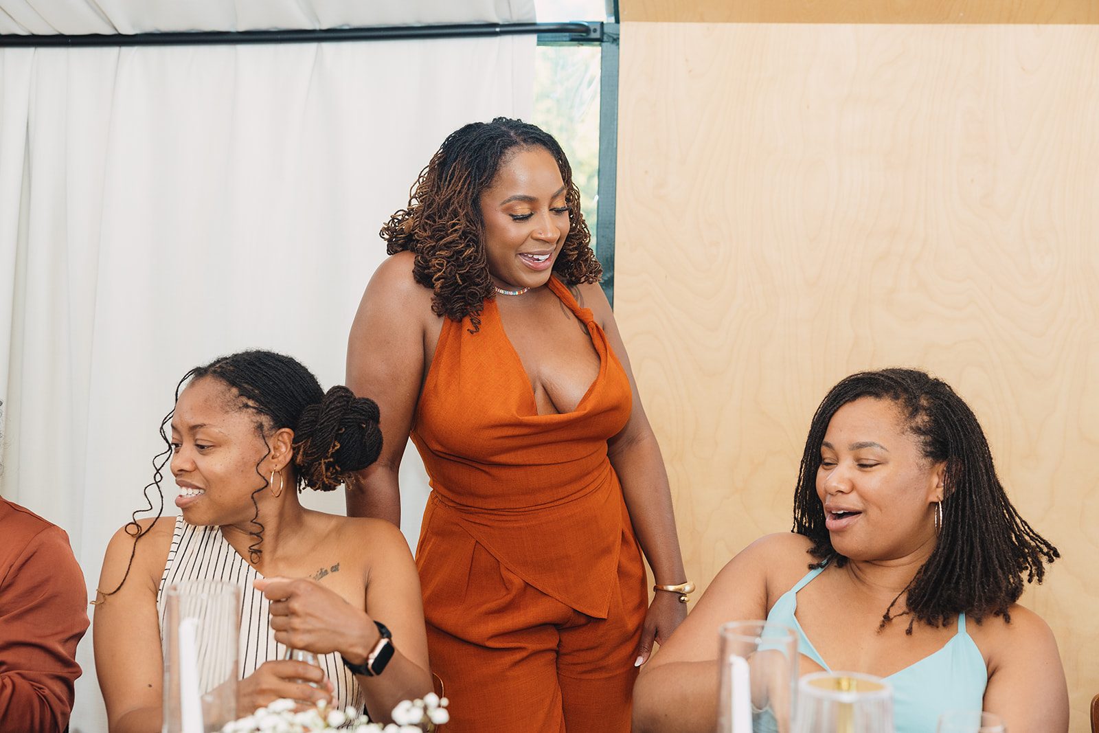 Jazmine and Jaleesa engagement dinner reception styling in Maryland — Creative Motion Events