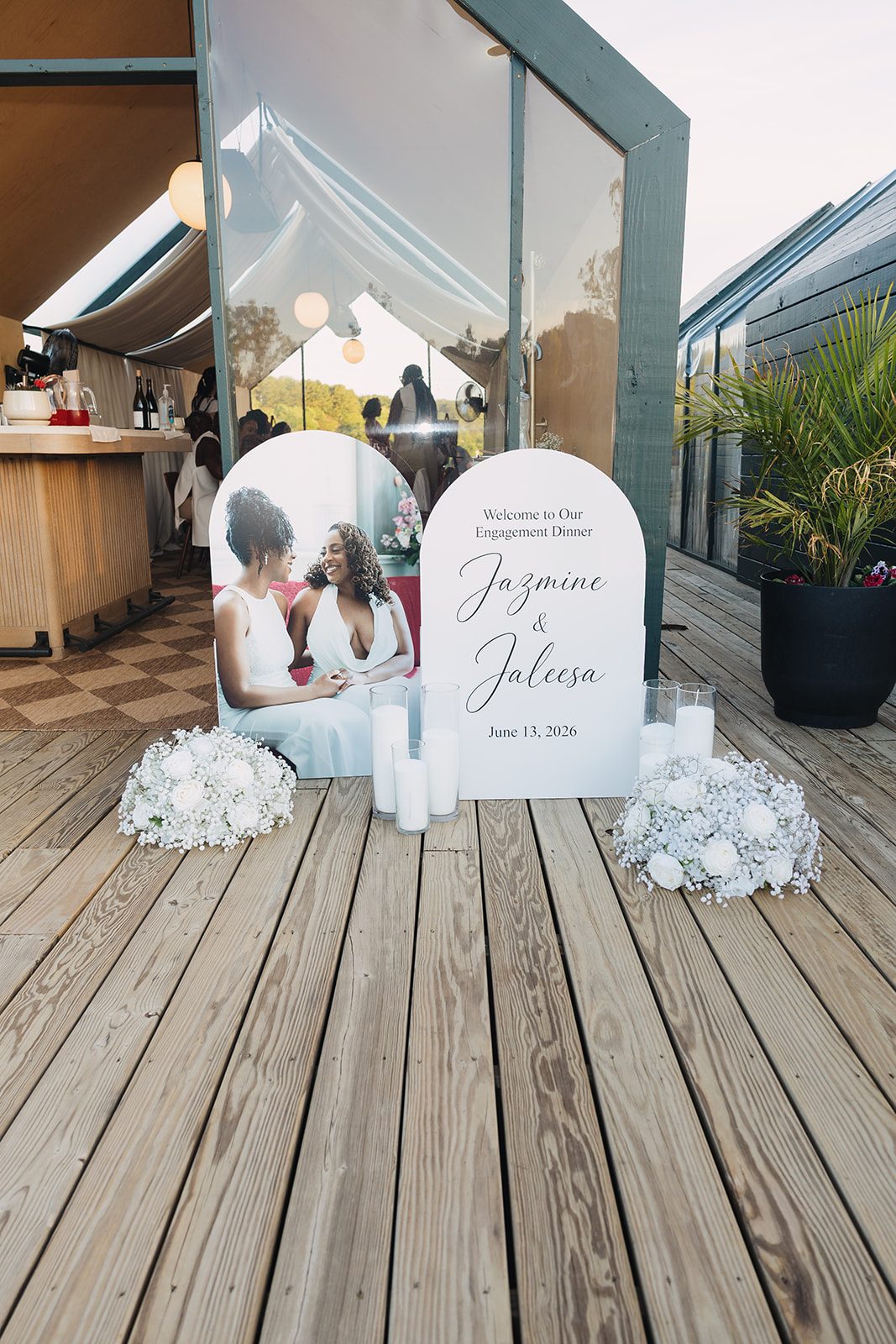 Jazmine and Jaleesa engagement dinner floral centerpiece in Maryland — Creative Motion Events