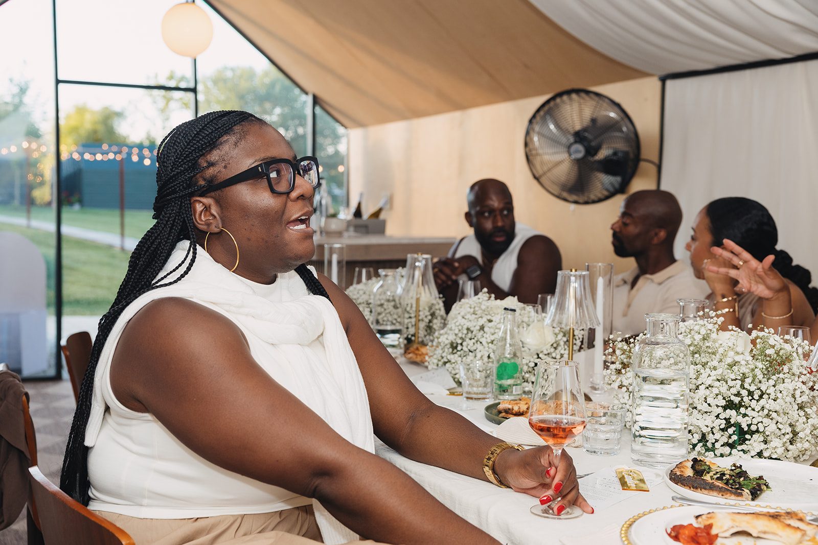 Jazmine and Jaleesa engagement dinner intimate celebration décor in Maryland — Creative Motion Events