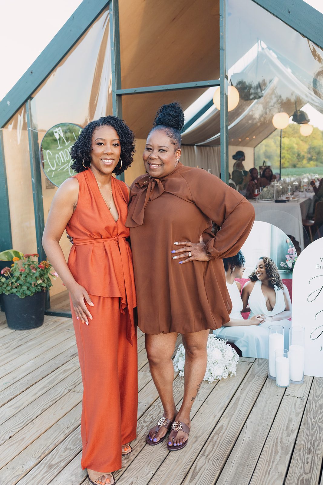 Jazmine and Jaleesa engagement dinner tablescape with florals in Maryland — Creative Motion Events