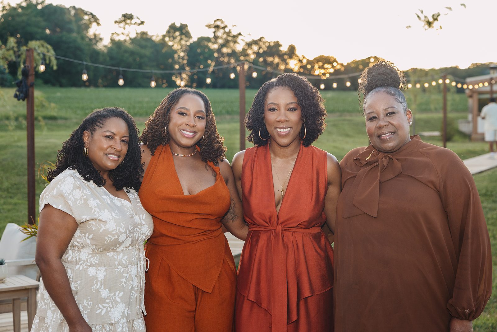Jazmine and Jaleesa engagement dinner tablescape with florals in Maryland — Creative Motion Events