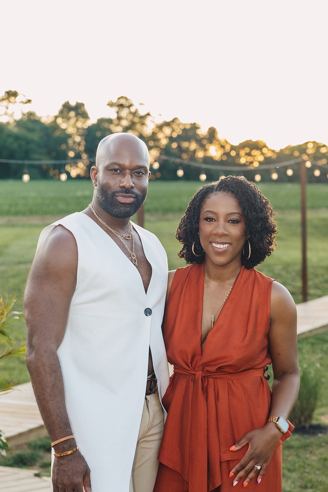 Jazmine and Jaleesa engagement dinner lounge seating vignette in Maryland — Creative Motion Events