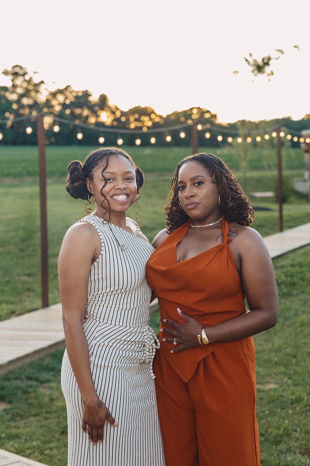 Jazmine and Jaleesa engagement dinner lounge seating vignette in Maryland — Creative Motion Events