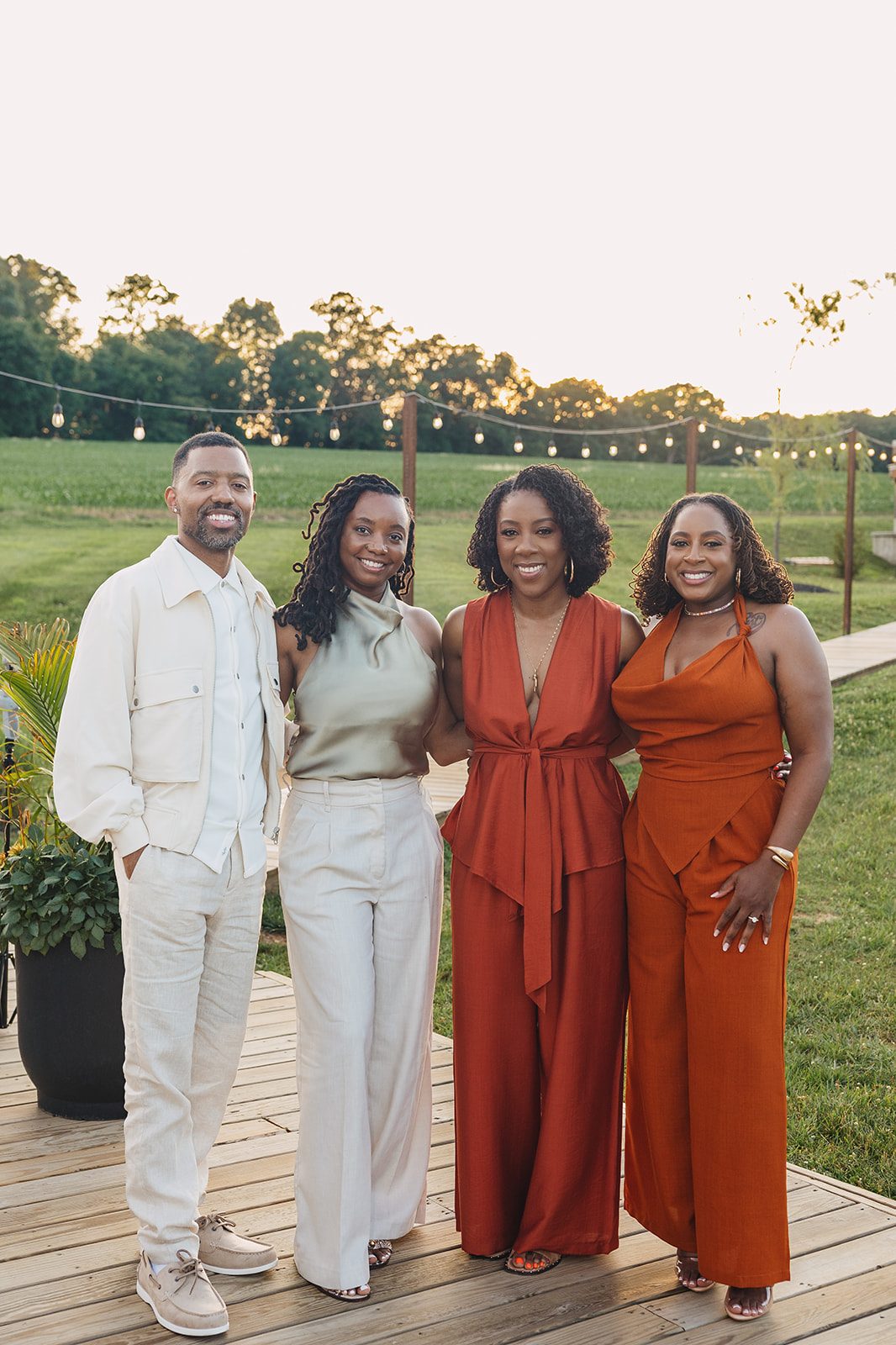 Jazmine and Jaleesa engagement dinner lounge seating vignette in Maryland — Creative Motion Events