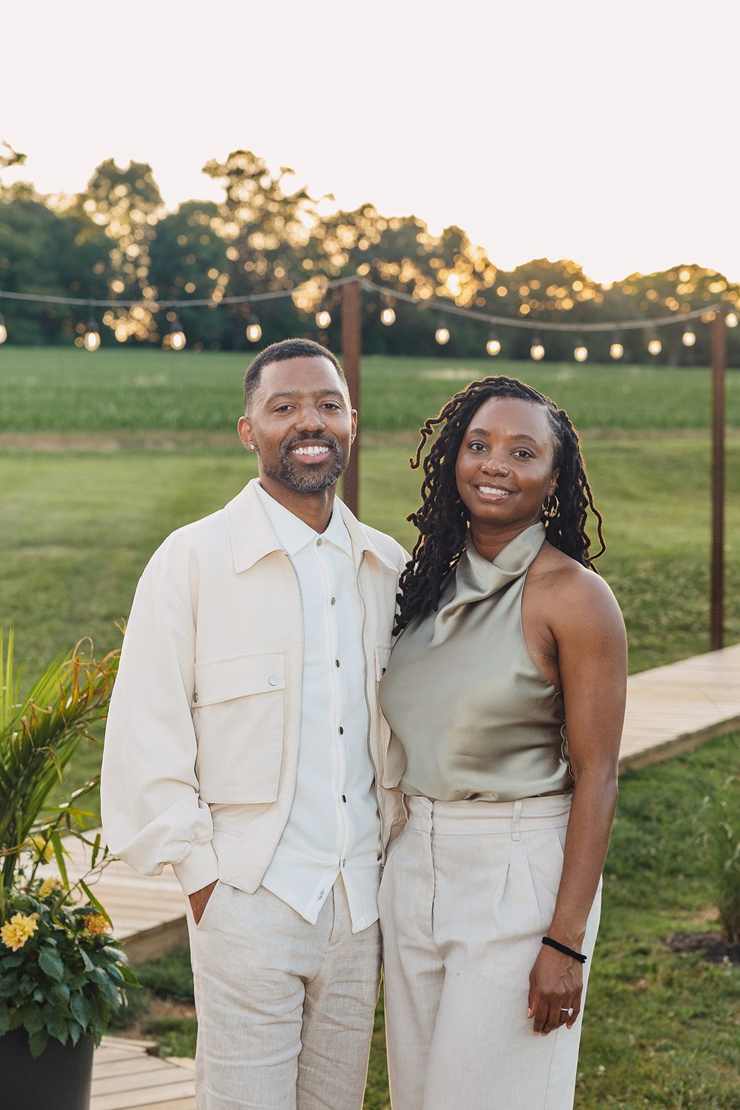 Jazmine and Jaleesa engagement dinner elegant place cards in Maryland — Creative Motion Events
