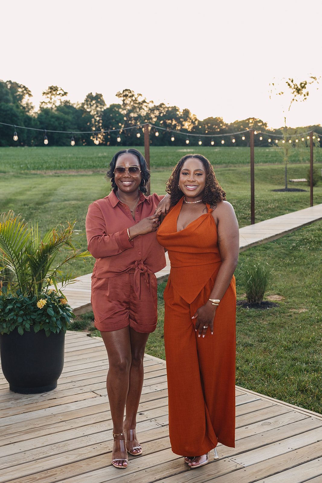 Jazmine and Jaleesa engagement dinner candlelit reception décor in Maryland — Creative Motion Events