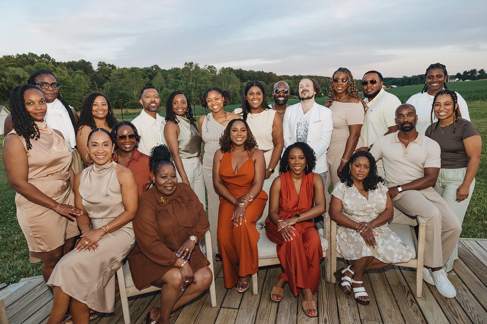 Jazmine and Jaleesa engagement dinner lounge seating vignette in Maryland — Creative Motion Events
