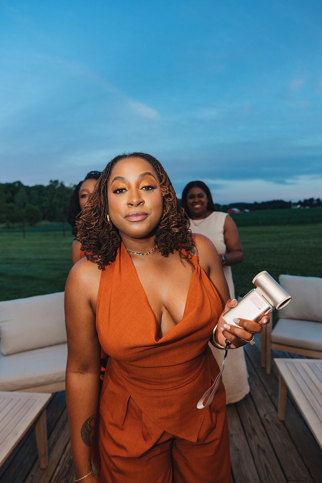 Jazmine and Jaleesa engagement dinner candlelit reception décor in Maryland — Creative Motion Events