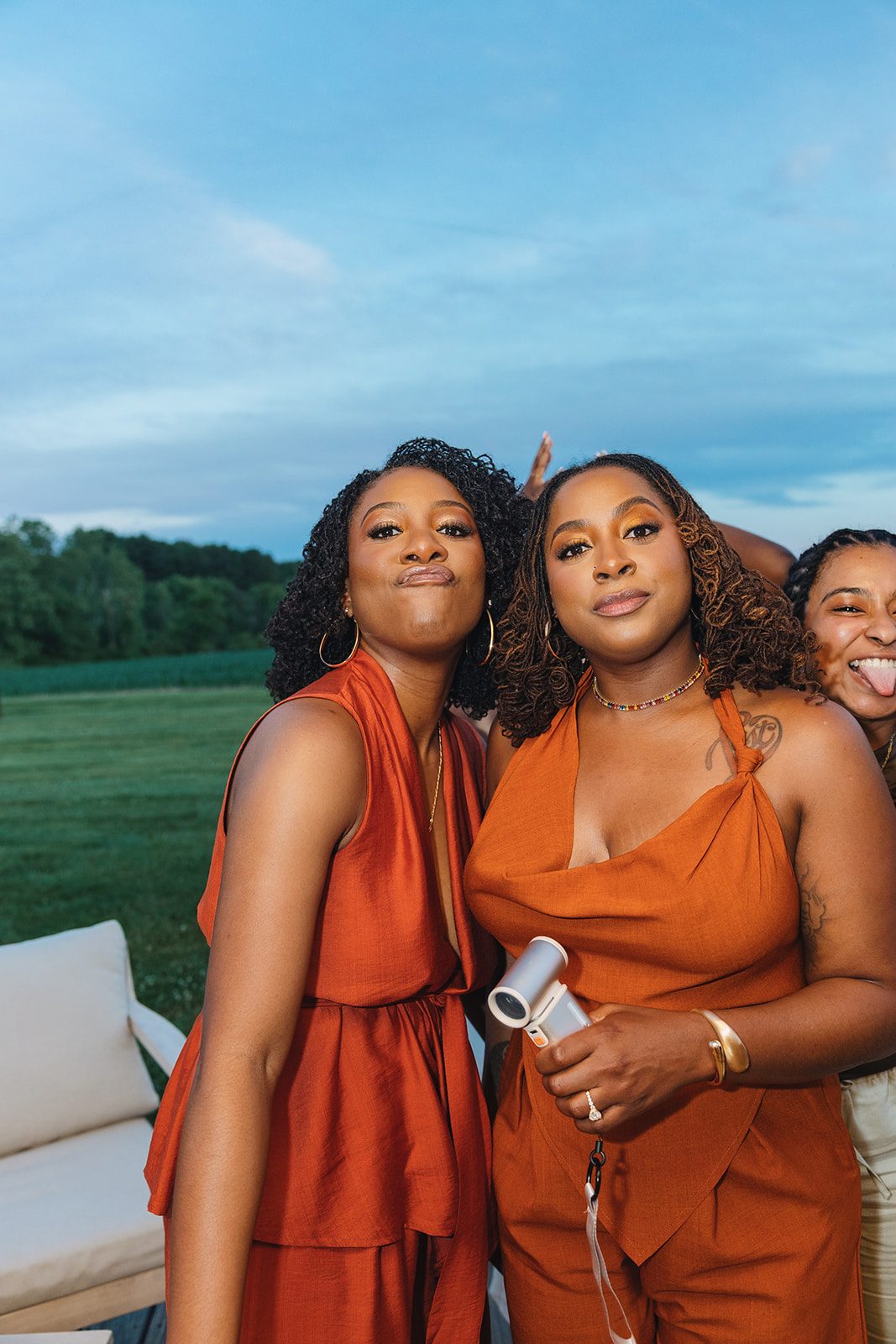 Jazmine and Jaleesa engagement dinner lounge seating vignette in Maryland — Creative Motion Events